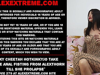Sexy cheetah Hotkinkyjo take double anal fisting from AlexThorn till she prolapse