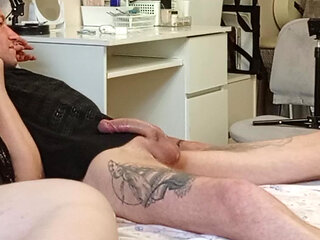 Stepmom hands off my hard cock before cumshot