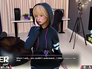 Petite teen Amy gets a massive cock in PC game