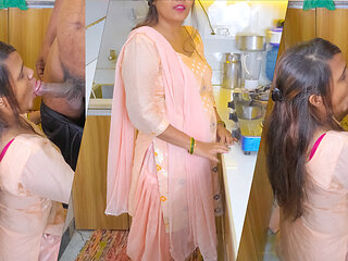 Mother-in-law gives offer for Fuck hard to Son-in-law in kitchen with Dirty hindi talk and he Cum in her sexy pussy.