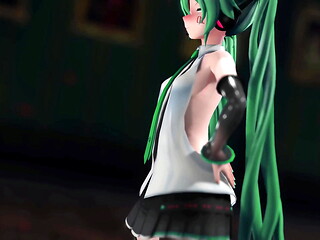 Miku Hatsune Undress Dance Hentai Pussy Plug Toy Reversible Campaign Song MMD 3D Green Hair (CLIP)