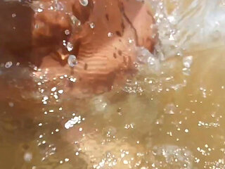 Sissy ladysilva walks naked on the beach with her hot ass tanned and masturbating his cock until she cums