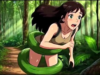 Boobs Lover Bound by Teasing Vines in Hentai: Busty Explorer Teases Big Tits and Big Ass