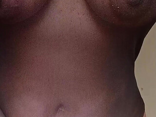 Woman masturbating pleasurably, she even orgasms while masturbating. Natural nipples