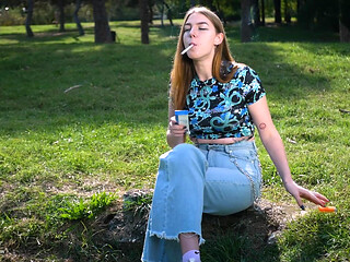 Seductive Russian Beauty Smoking Cigarette Studio Vibes
