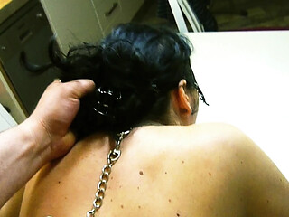 Dark-haired slut tied up and fucked rough