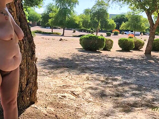 Thick BBW wife public nude blowjob! BadBlondieMonroe