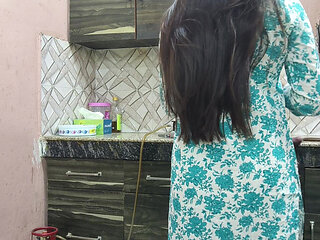 Beautiful Indian Step Mom Pussy and Ass Fucked Hard by Step Son While He Is in Kitchen to Seducing