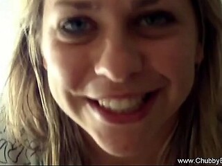 Chubby MILF gives a wet and sloppy blowjob in homemade POV