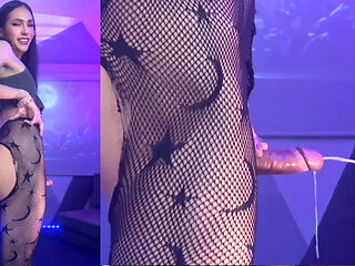 My Naughty Rips Fishnets and Precum Flood