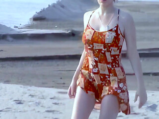 Tigra: Sensational Striptease of Pretty Blonde Tigra Undressing by the Sea and Ends Totally Naked