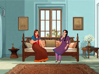 Two Friends talking about having fun