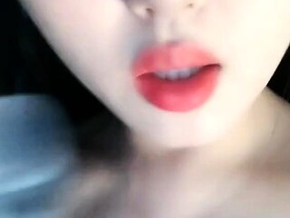 Close up POV of teen sucking cock