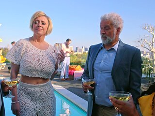 A mature blonde beauty with big tits gets fucked hard by a huge dick