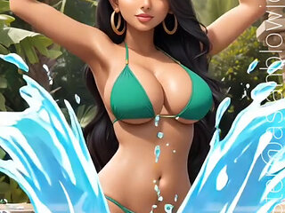 Jaya Anjali in resort beach hotel (Ai model)