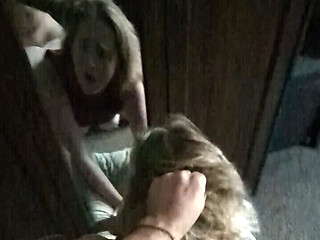 Blonde bitch fucked from behind in mirror