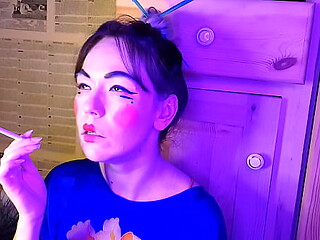 Stepsis smokes while giving a Japanese twist to hot sex