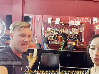 Sexy Petite Big Cock Asian Ladyboy Fucks with Big Ass Pornstar in the Bar