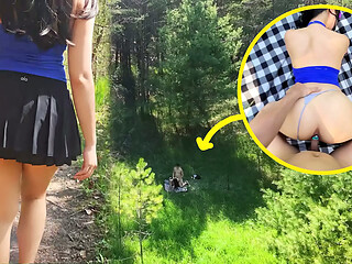 Almost creampied Asian tight pussy during outdoor hiking