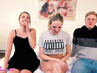 Hot threesome with cute teen Jamie