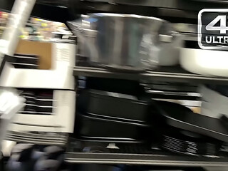 Shameless Public Handjob in Home Store &ndash_ Cum on the Baking Tray