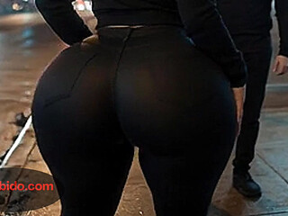 Big Ass Woman Shaking Her Massive Butt at the Bus Stop