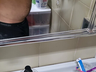 Hairy sweaty after training sticking his ass finger and sniffing and licking