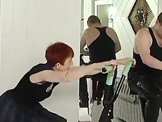 Redhead granny gets her pussy destroyed by horny gym trainer