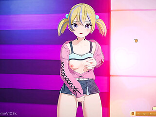 Horny blonde girl starts masturbating on stage, so I decide to join her