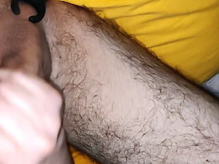 Horny young guy masturbates and has a strong orgasm