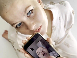 Cumtribute Bald Girl Cleanup Her Phone After