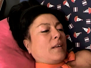 The Young Girl Stretches Out the MILF's Pussy with Her Hand