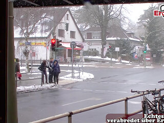 German couple casting on the street in Berlin