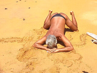 Ladysilva femboy on the beach in panties that sexy and hot ass