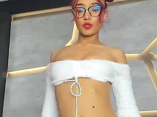 Girl with Glasses and Hair Dancing and Is Controlled by a Fan with a Lovense Toy P3