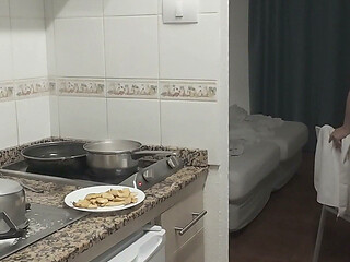 Step Daughter Cooks Dinner with Step Dad, Things Get Saucy and Start to Sizzle in the Kitchen