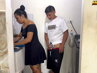 I fuck her furo against the laundry room.
