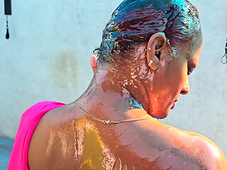 Oil Bath and Hard Fuck Sexy Bath with Couple Nilmini Sheron Dushantha Don