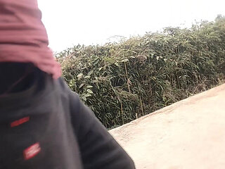 Real Gay Tasgendar faking outdoor bathroom