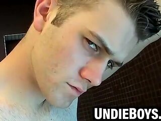 Bryce shooting ropes of cum through his briefs