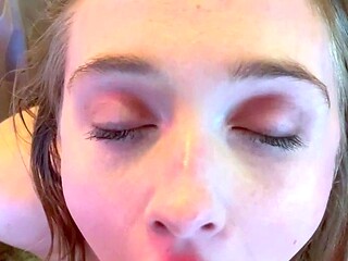 Bitch gives wam blowjob and handjob in pov scene