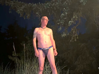 Stripping at outdoor public parking area