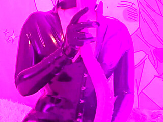 Latex Doll Fucks Her Mouth with a Huge Tentacule
