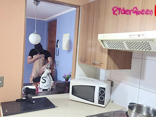 Videos for Fans: a Masked Young Man Fucks Me in the Kitchen