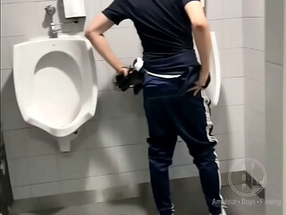 Homemade Roommates Mutual Dare: Expose Your Ass While Peeing in Public Urinal