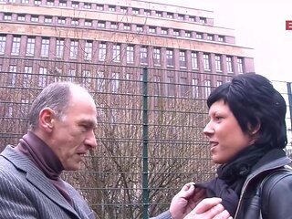 German boyfriend flirts with housewife on the street and fucks her