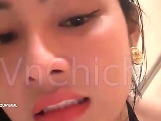 Vietnamese babe trapped in tights gets creampied