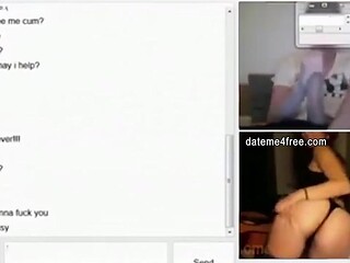 Amateur GF jerks off on webcam
