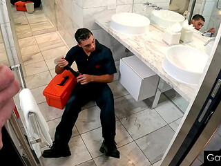 Plumber Stud Uses His Tool To Clear Out Brody'_s Drain Hole