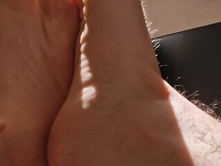 student Boy show his sexy feet and jerk